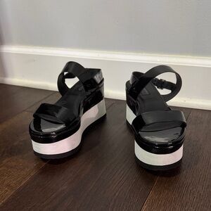 Forever 21 Black and Silver Platform Sandals